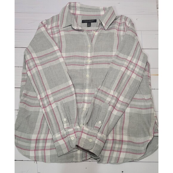 Banana Republic Dillon Classic Fit Flannel long sleeve gray pink shirt size XSP - Picture 3 of 8